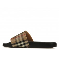 Женские кроссовки Burberry Check Print Slides Archive Beige (W)