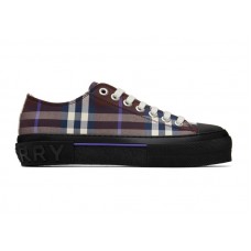 Burberry Vintage Check Cotton Sneakers Deep Maroon