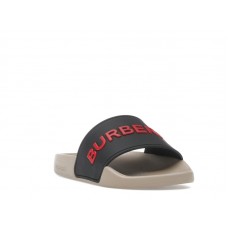Женские Burberry Embossed Logo Slide Black Red Tan (W)