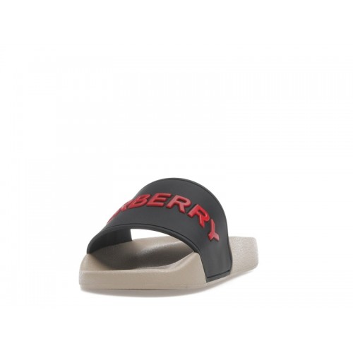 Burberry Embossed Logo Slide Black Red Tan (W) - женская сетка размеров