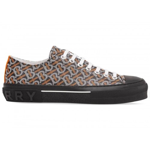 Кроссы Burberry Monogram Pattern Low Top Black Orange Canvas - мужская сетка размеров