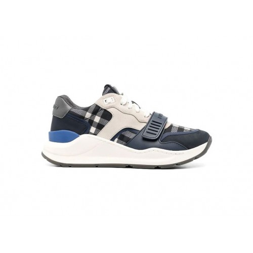 Кроссы Burberry Ramsey Black Check Navy - мужская сетка размеров