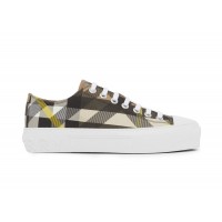 Женские кроссовки Burberry Exaggerated Check Cotton Sneakers Wheat (W)