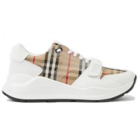 Кроссовки Burberry Check and Leather Sneaker White Clear Check