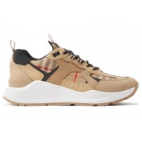 Кроссовки Burberry Check Leather and Suede Sneaker Archive Beige
