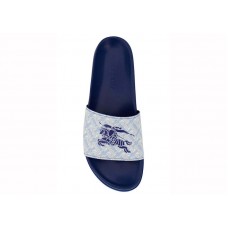 Burberry EKD Monogram-Print Leather Slides Blue