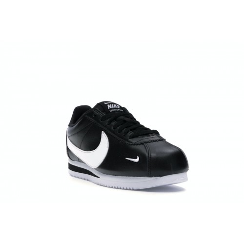 Кроссы Nike Classic Cortez Mini Swoosh Black White - мужская сетка размеров