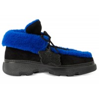 Burberry Shearling Embellished Suede Creeper Boot Black Blue