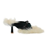 Женские Burberry Step Post Heel Sandals Green White (W)