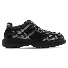 Burberry Checked Round-Toe Derby Shoes Black White