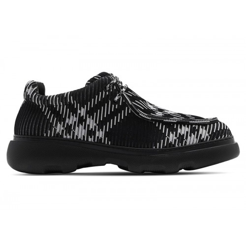 Burberry Checked Round-Toe Derby Shoes Black White - мужская сетка размеров