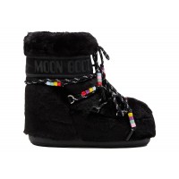 Moon Boot Icon Faux-Fur Low Boot Black Beads