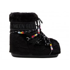 Moon Boot Icon Faux-Fur Low Boot Black Beads