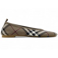 Женские Burberry Check Knit Baby Ballerinas Beige (W)
