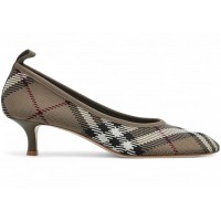 Женские Burberry Check Knit Square Toe 45MM Pumps Beige (W)
