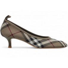 Женские Burberry Check Knit Square Toe 45MM Pumps Beige (W)