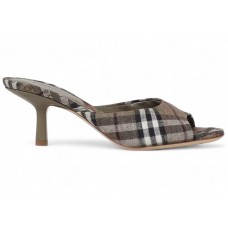 Женские Burberry Mews Check Knit Heeled Mule Dark Beige (W)
