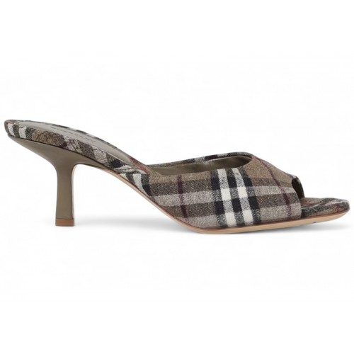 Burberry Mews Check Knit Heeled Mule Dark Beige (W) - женская сетка размеров