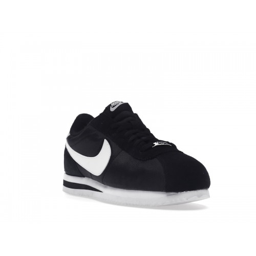 Кроссы Nike Cortez Basic Nylon Black White-Metallic Silver - мужская сетка размеров