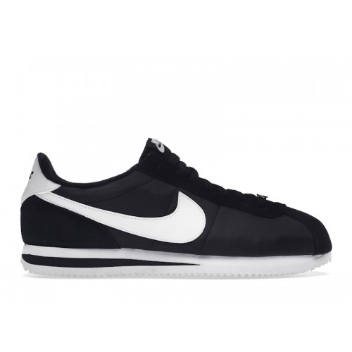 Кроссы Nike Cortez Basic Nylon Black White-Metallic Silver - мужская сетка размеров