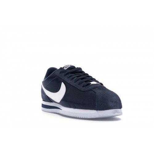 Кроссы Nike Cortez Basic Nylon Obsidian White-Metallic Silver - мужская сетка размеров