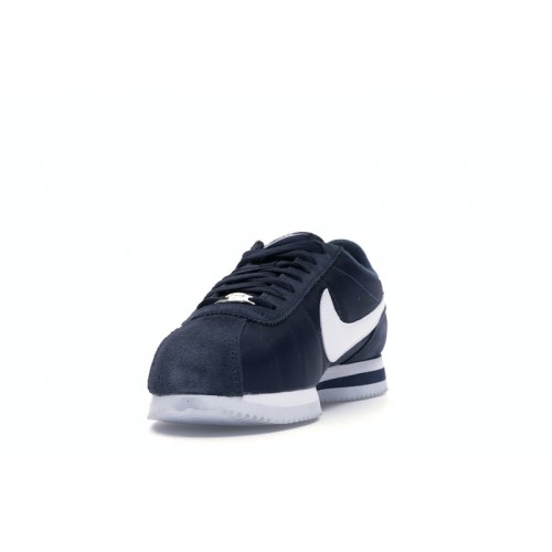 Кроссы Nike Cortez Basic Nylon Obsidian White-Metallic Silver - мужская сетка размеров