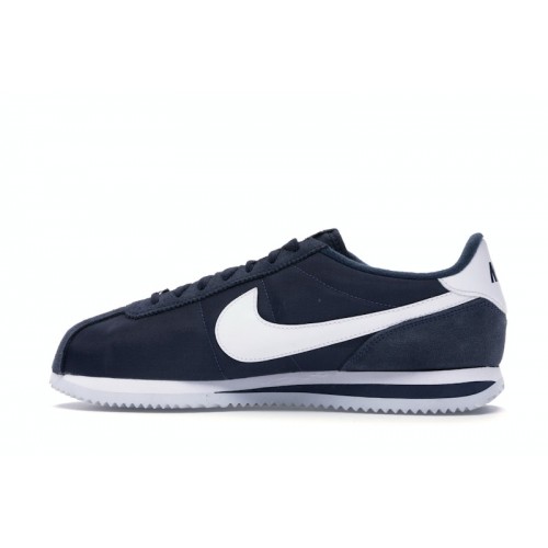 Кроссы Nike Cortez Basic Nylon Obsidian White-Metallic Silver - мужская сетка размеров