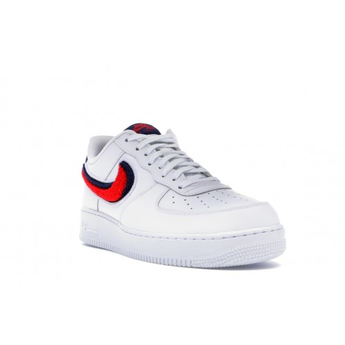 Кроссы Nike Air Force 1 Low 3D Chenille Swoosh White Red Blue - мужская сетка размеров