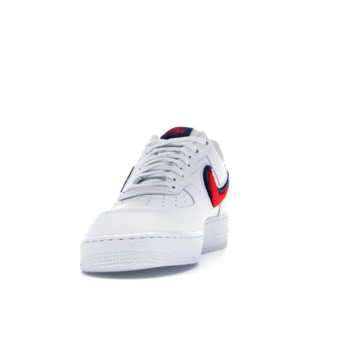 Кроссы Nike Air Force 1 Low 3D Chenille Swoosh White Red Blue - мужская сетка размеров