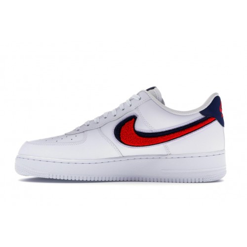 Кроссы Nike Air Force 1 Low 3D Chenille Swoosh White Red Blue - мужская сетка размеров