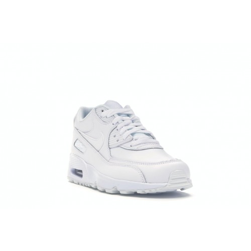 Кроссы Nike Air Max 90 White Leather (GS) - подростковая сетка размеров