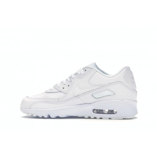 Кроссы Nike Air Max 90 White Leather (GS) - подростковая сетка размеров