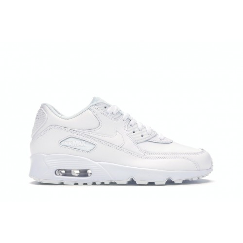 Кроссы Nike Air Max 90 White Leather (GS) - подростковая сетка размеров