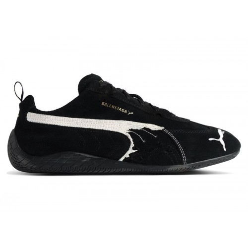 Кроссы Balenciaga x Puma Speedcat Suede Distressed Black White - мужская сетка размеров