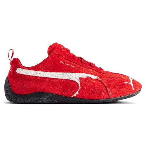 Кроссы Balenciaga x Puma Speedcat Suede Distressed Red White - мужская сетка размеров