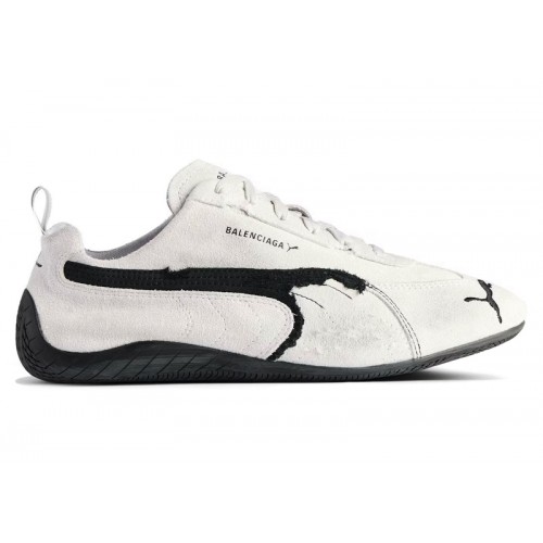 Кроссы Balenciaga x Puma Speedcat Suede Distressed White Black - мужская сетка размеров