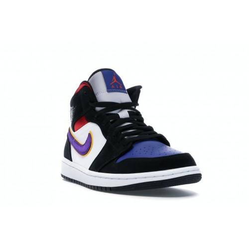 Кроссы Jordan 1 Mid Lakers Top 3 - мужская сетка размеров