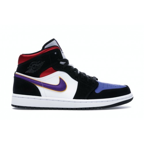 Кроссы Jordan 1 Mid Lakers Top 3 - мужская сетка размеров