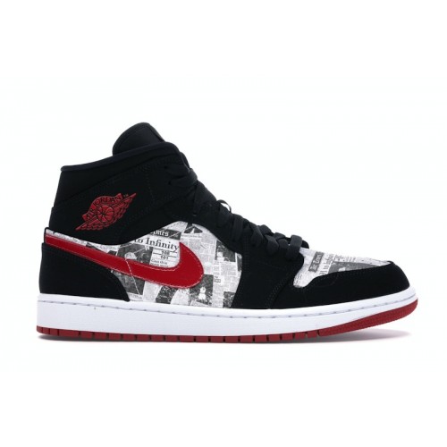Air Jordan 1 Mid SE Newspaper Air Times - мужская сетка размеров