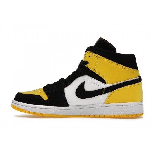 Кроссы Jordan 1 Mid Yellow Toe Black - мужская сетка размеров