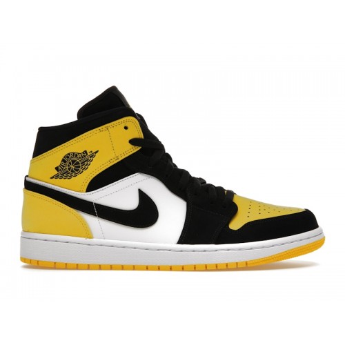 Кроссы Jordan 1 Mid Yellow Toe Black - мужская сетка размеров