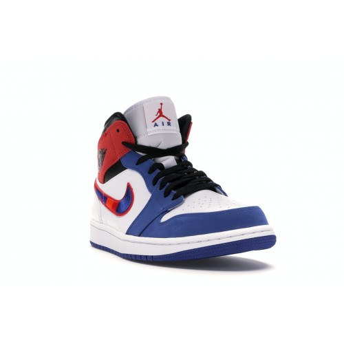 Кроссы Jordan 1 Mid Multi-Color Swoosh - мужская сетка размеров