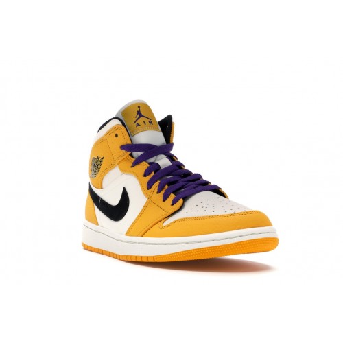 Кроссы Jordan 1 Mid SE Lakers - мужская сетка размеров