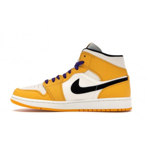 Кроссы Jordan 1 Mid SE Lakers - мужская сетка размеров