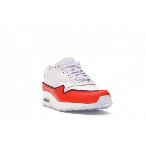 Кроссы Nike Air Max 1 Liner White Red (W) - женская сетка размеров