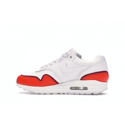 Кроссы Nike Air Max 1 Liner White Red (W) - женская сетка размеров