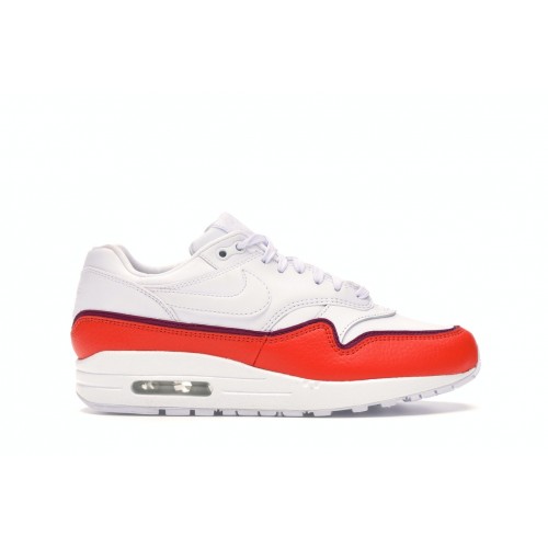 Кроссы Nike Air Max 1 Liner White Red (W) - женская сетка размеров