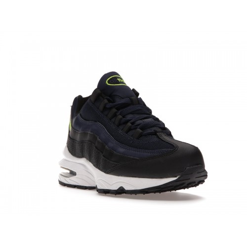 Nike Air Max 95 GS Midnight Navy Lemon Venom - подростковая сетка размеров