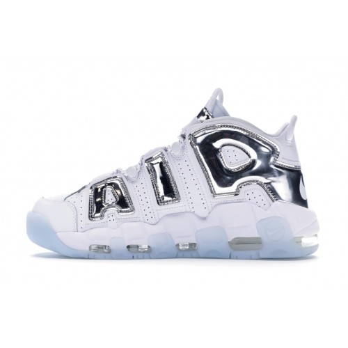 Кроссы Nike Air More Uptempo Chrome White (W) - женская сетка размеров