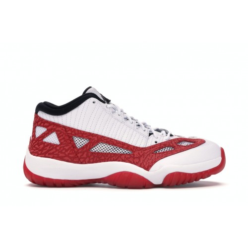 Кроссы Jordan 11 Retro Low IE White Gym Red - мужская сетка размеров